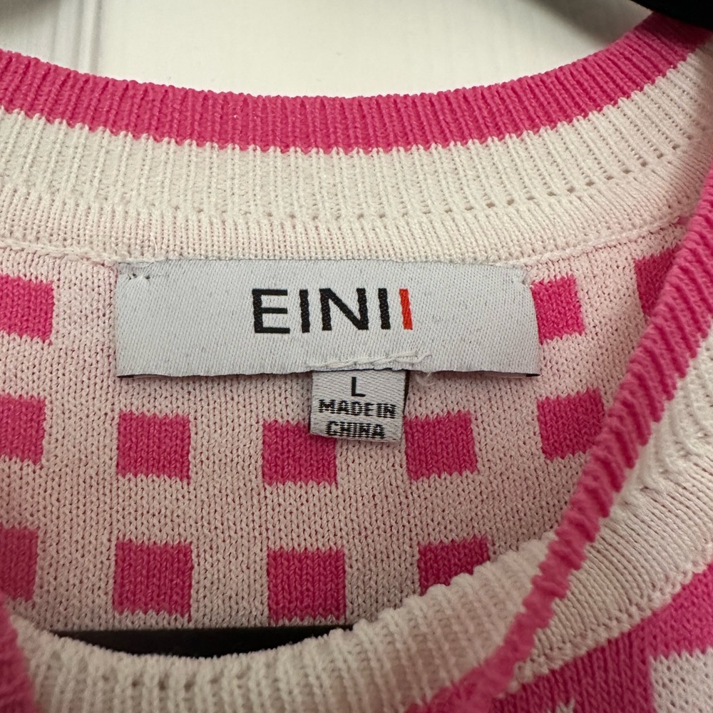 Unique Vintage Fuchsia and White Checkered Midi Dress - Picture 2 of 7
